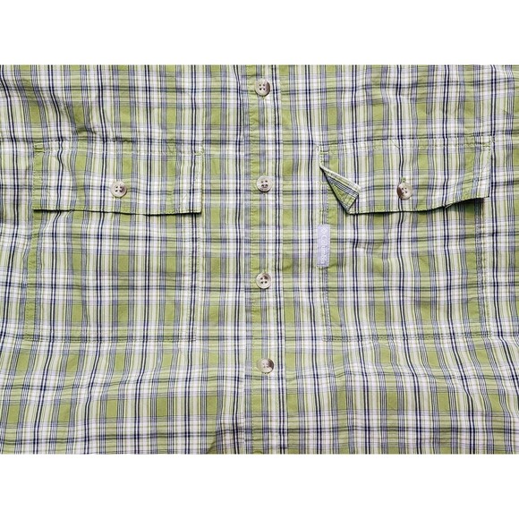 Columbia Men's Fishing Breathable Mesh button up Shirt Green Plaid Size L - Picture 5 of 11